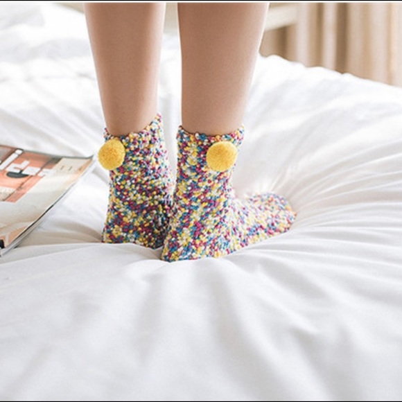 Cupcake Pom Pom Fuzzy Socks - Picture 3 of 14